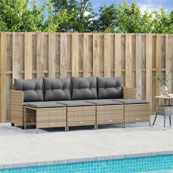 Grote foto vidaxl 5 delige loungeset met kussens poly rattan beige tuin en terras tuinmeubelen