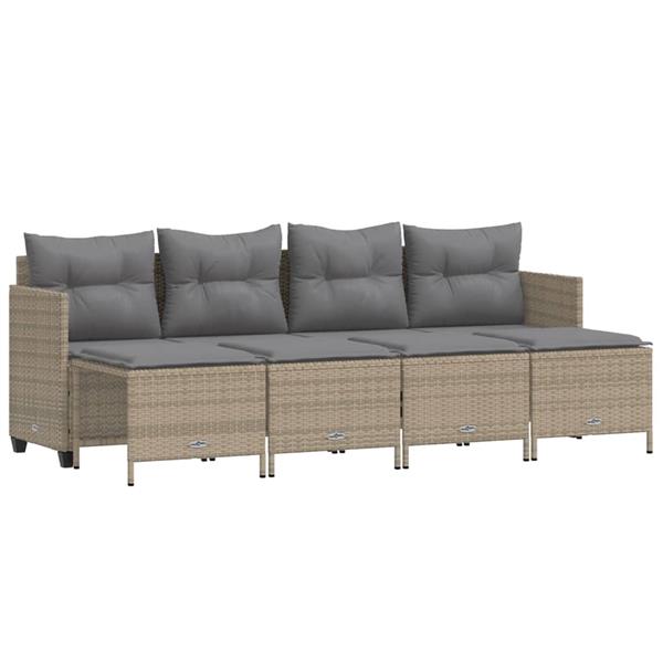 Grote foto vidaxl 5 delige loungeset met kussens poly rattan beige tuin en terras tuinmeubelen