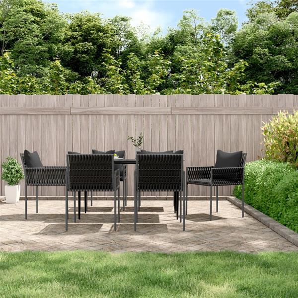 Grote foto vidaxl tuinstoelen 6 st met kussens 54x61x83 cm poly rattan zwart tuin en terras tuinmeubelen