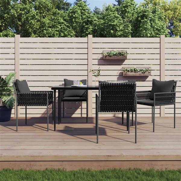 Grote foto vidaxl tuinstoelen 4 st met kussens 54x61x83 cm poly rattan zwart tuin en terras tuinmeubelen