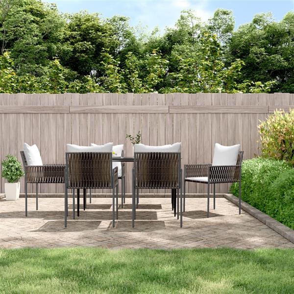 Grote foto vidaxl tuinstoelen 6 st met kussens 54x61x83 cm poly rattan bruin tuin en terras tuinmeubelen