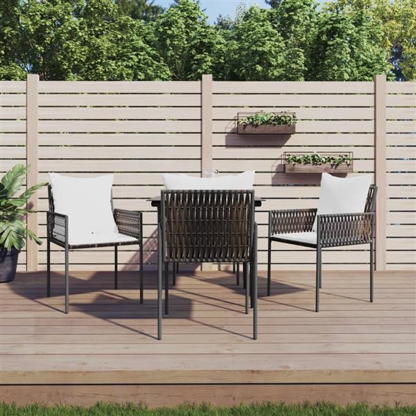 Grote foto vidaxl tuinstoelen 4 st met kussens 54x61x83 cm poly rattan bruin tuin en terras tuinmeubelen