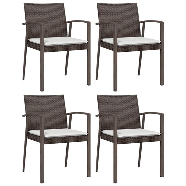 Grote foto vidaxl tuinstoelen 4 st met kussens 56 5x57x83 cm poly rattan bruin tuin en terras tuinmeubelen