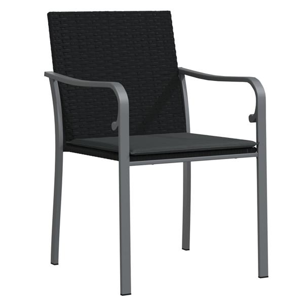 Grote foto vidaxl tuinstoelen 6 st met kussens 56x59x84 cm poly rattan zwart tuin en terras tuinmeubelen