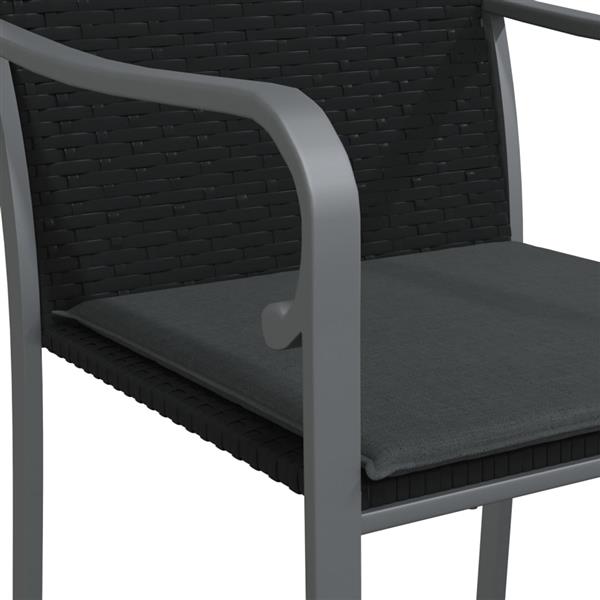 Grote foto vidaxl tuinstoelen 6 st met kussens 56x59x84 cm poly rattan zwart tuin en terras tuinmeubelen