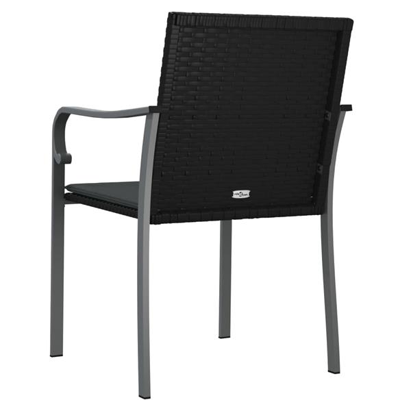 Grote foto vidaxl tuinstoelen 4 st met kussens 56x59x84 cm poly rattan zwart tuin en terras tuinmeubelen