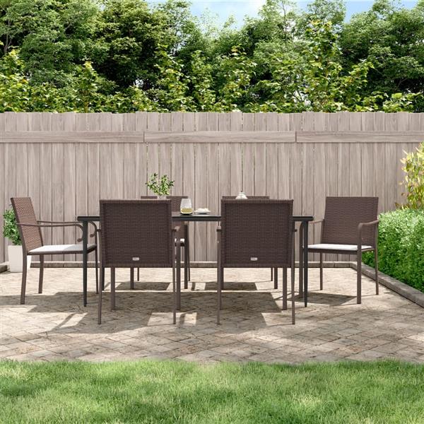 Grote foto vidaxl tuinstoelen 6 st met kussens 56x59x84 cm poly rattan bruin tuin en terras tuinmeubelen