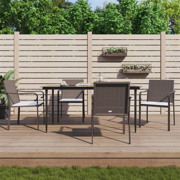 Grote foto vidaxl tuinstoelen 4 st met kussens 56x59x84 cm poly rattan bruin tuin en terras tuinmeubelen