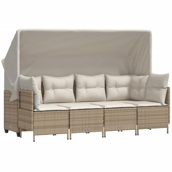 Grote foto vidaxl 5 delige loungeset met kussens poly rattan beige tuin en terras tuinmeubelen