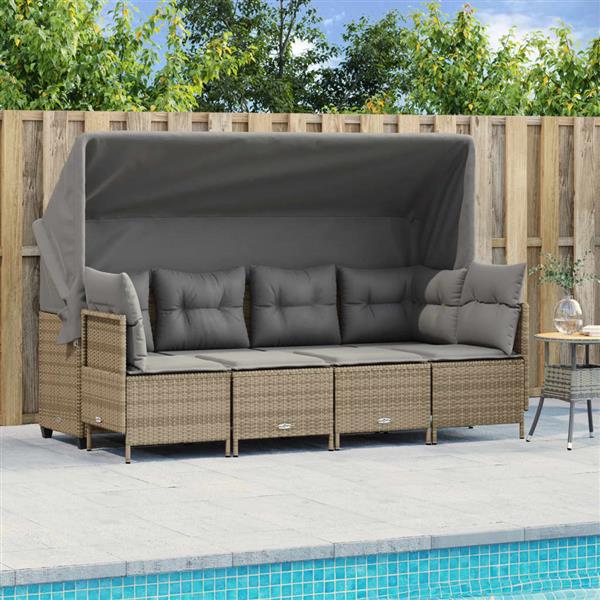 Grote foto vidaxl 5 delige loungeset met kussens poly rattan beige tuin en terras tuinmeubelen