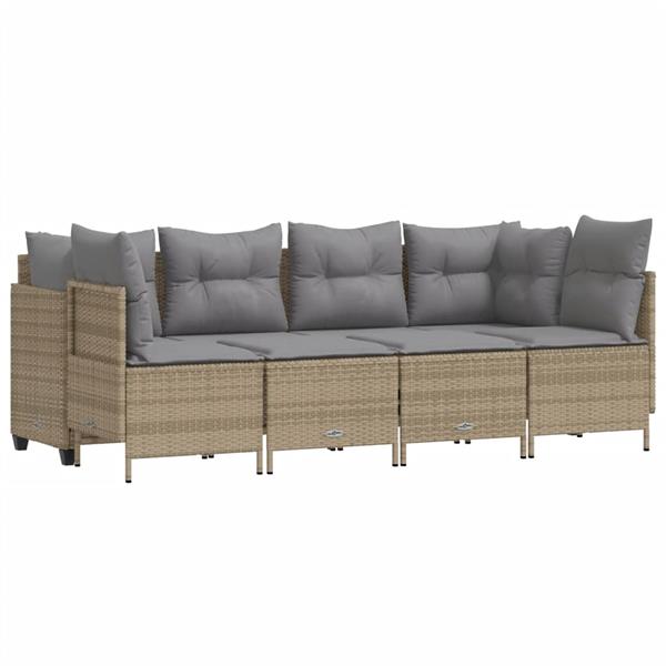 Grote foto vidaxl 5 delige loungeset met kussens poly rattan beige tuin en terras tuinmeubelen