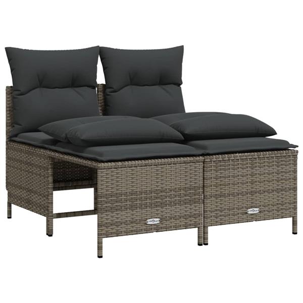 Grote foto vidaxl 5 delige loungeset met kussens poly rattan grijs tuin en terras tuinmeubelen