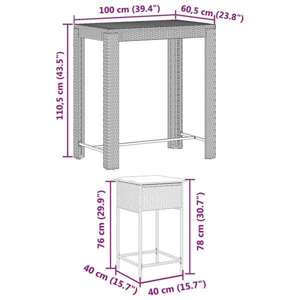 Grote foto vidaxl 7 delige tuinbarset met kussens poly rattan grijs tuin en terras tuinmeubelen