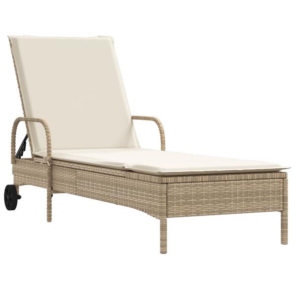 Grote foto vidaxl ligstoelen 2 st met kussens poly rattan beige tuin en terras tuinmeubelen