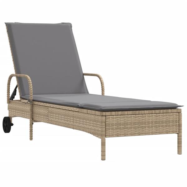 Grote foto vidaxl ligstoelen 2 st met kussens poly rattan beige tuin en terras tuinmeubelen