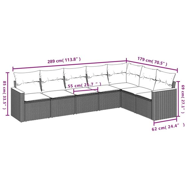 Grote foto vidaxl 7 delige loungeset met kussens poly rattan zwart tuin en terras tuinmeubelen