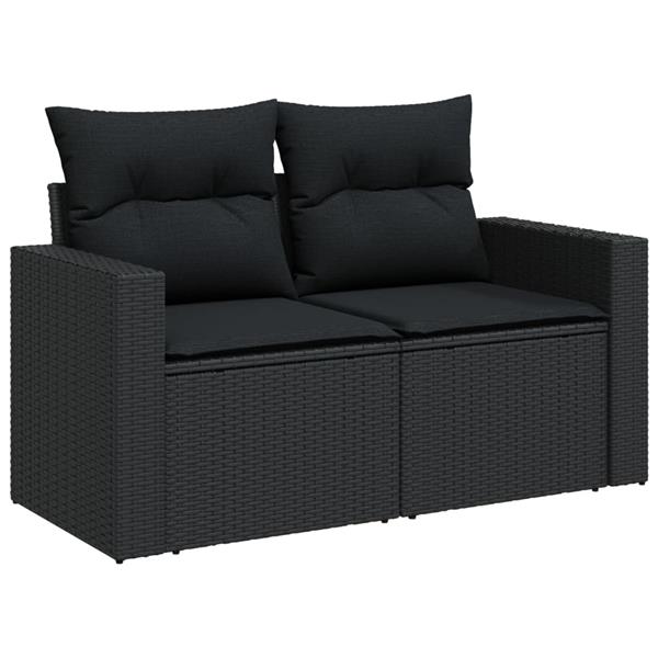 Grote foto vidaxl 6 delige loungeset met kussens poly rattan zwart tuin en terras tuinmeubelen