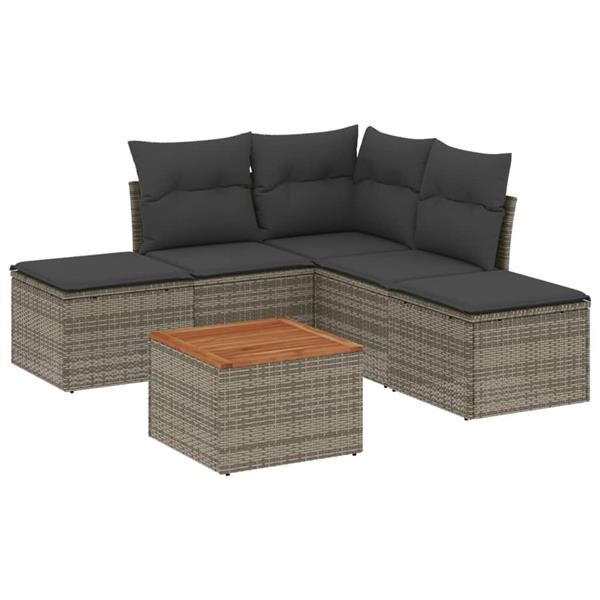 Grote foto vidaxl 6 delige loungeset met kussens poly rattan grijs tuin en terras tuinmeubelen