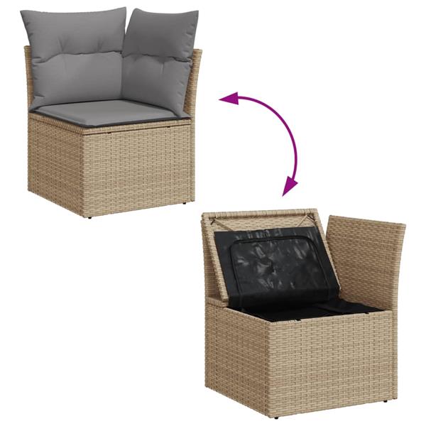 Grote foto vidaxl 6 delige loungeset met kussens poly rattan gemengd beige tuin en terras tuinmeubelen