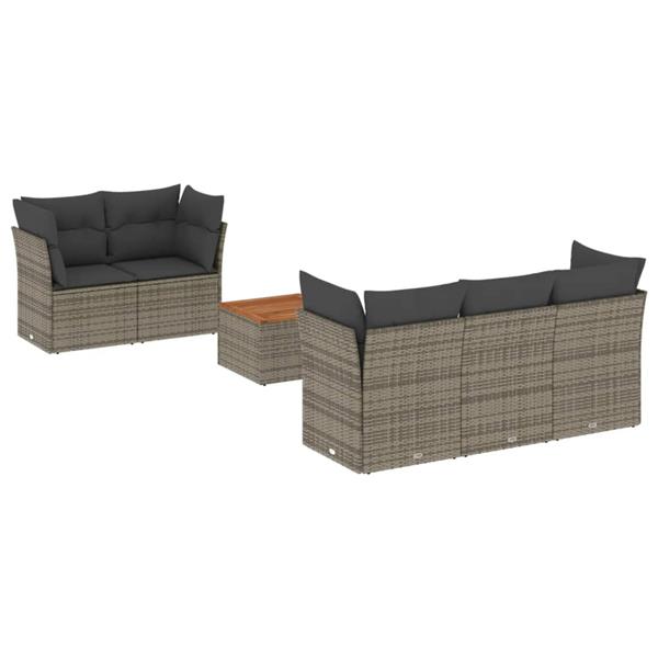 Grote foto vidaxl 6 delige loungeset met kussens poly rattan grijs tuin en terras tuinmeubelen