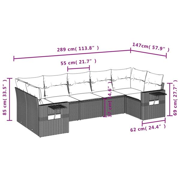 Grote foto vidaxl 7 delige loungeset met kussens poly rattan zwart tuin en terras tuinmeubelen