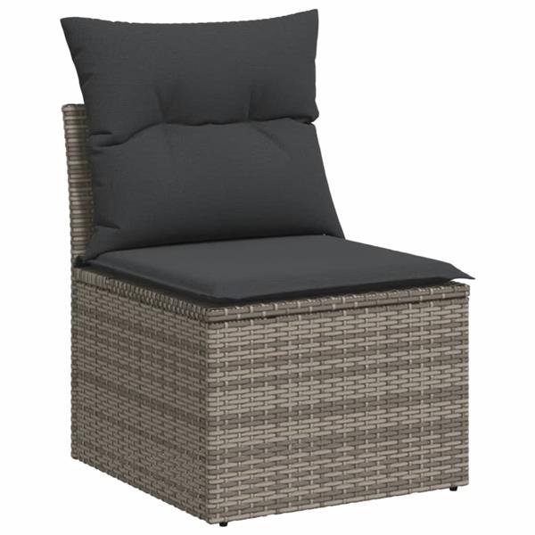 Grote foto vidaxl 4 delige loungeset met kussens poly rattan grijs tuin en terras tuinmeubelen