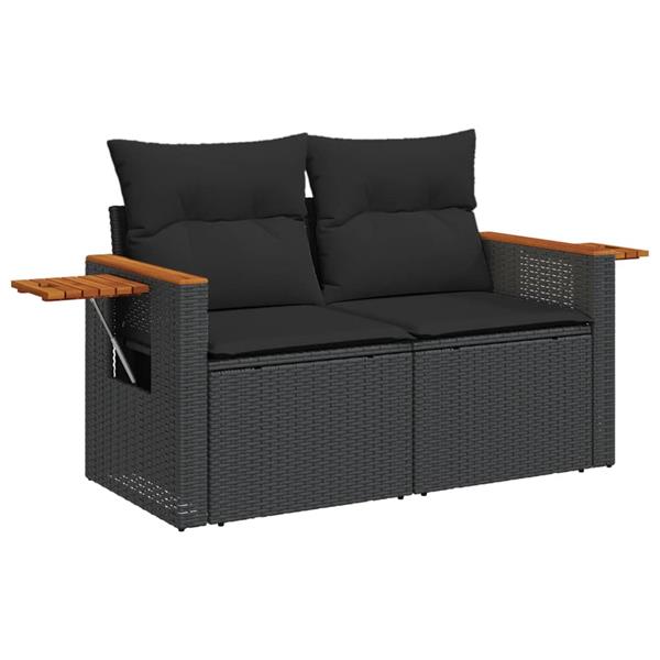 Grote foto vidaxl 6 delige loungeset met kussens poly rattan zwart tuin en terras tuinmeubelen