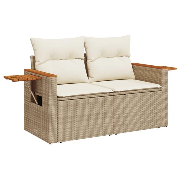 Grote foto vidaxl 3 delige loungeset met kussens poly rattan beige tuin en terras tuinmeubelen