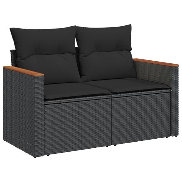 Grote foto vidaxl 7 delige loungeset met kussens poly rattan zwart tuin en terras tuinmeubelen