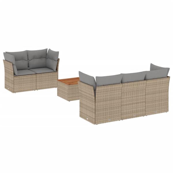 Grote foto vidaxl 6 delige loungeset met kussens poly rattan beige tuin en terras tuinmeubelen