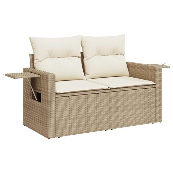 Grote foto vidaxl 3 delige loungeset met kussens poly rattan beige tuin en terras tuinmeubelen