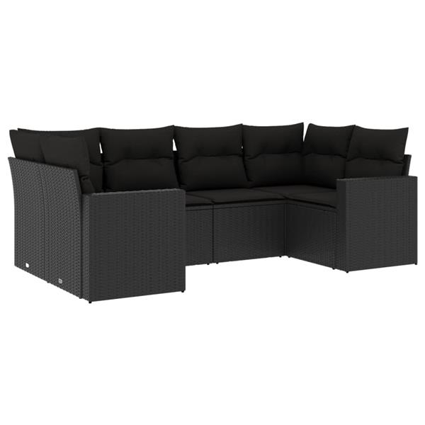 Grote foto vidaxl 6 delige loungeset met kussens poly rattan zwart tuin en terras tuinmeubelen