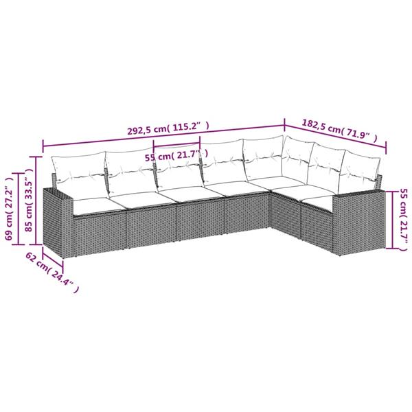 Grote foto vidaxl 7 delige loungeset met kussens poly rattan zwart tuin en terras tuinmeubelen