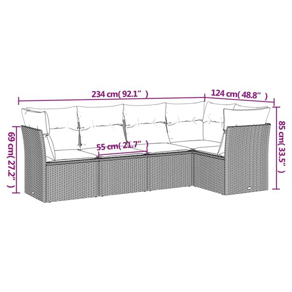 Grote foto vidaxl 5 delige loungeset met kussens poly rattan beige tuin en terras tuinmeubelen