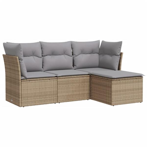 Grote foto vidaxl 4 delige loungeset met kussens poly rattan beige tuin en terras tuinmeubelen