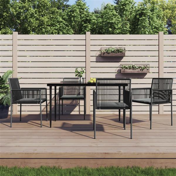 Grote foto vidaxl tuinstoelen 4 st met kussens 54x60 5x83 5 cm poly rattan zwart tuin en terras tuinmeubelen