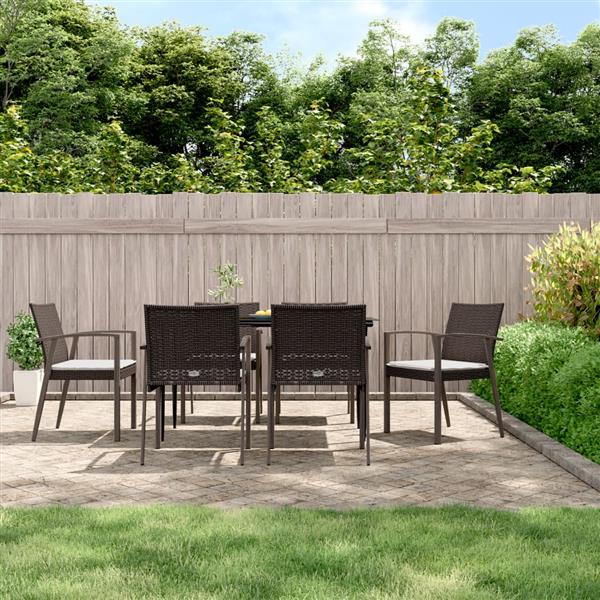 Grote foto vidaxl tuinstoelen 6 st met kussens 56 5x57x83 cm poly rattan bruin tuin en terras tuinmeubelen