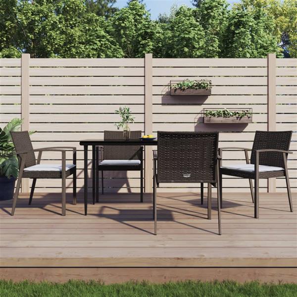 Grote foto vidaxl tuinstoelen 4 st met kussens 56 5x57x83 cm poly rattan bruin tuin en terras tuinmeubelen