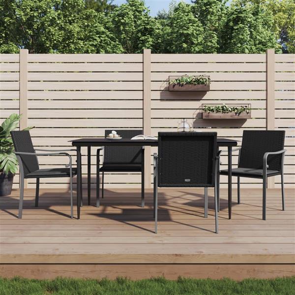 Grote foto vidaxl tuinstoelen 4 st met kussens 56x59x84 cm poly rattan zwart tuin en terras tuinmeubelen