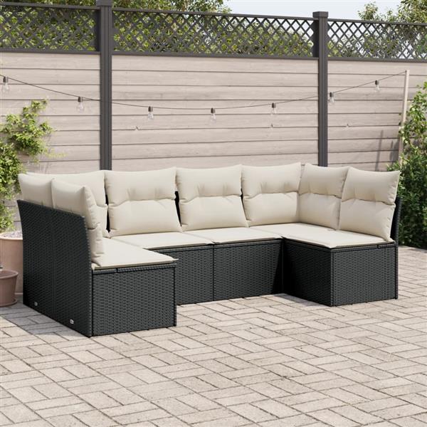 Grote foto vidaxl 6 delige loungeset met kussens poly rattan zwart tuin en terras tuinmeubelen