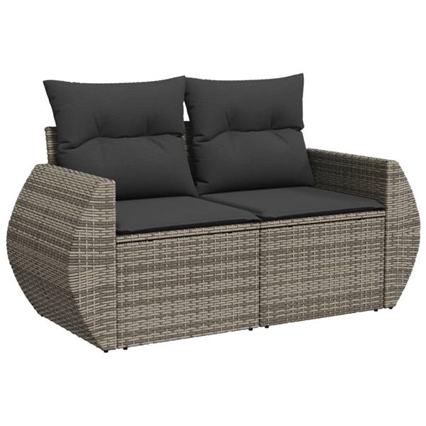 Grote foto vidaxl 5 delige loungeset met kussens poly rattan grijs tuin en terras tuinmeubelen