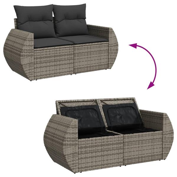 Grote foto vidaxl 5 delige loungeset met kussens poly rattan grijs tuin en terras tuinmeubelen