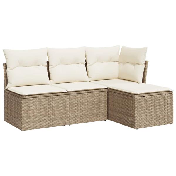 Grote foto vidaxl 4 delige loungeset met kussens poly rattan beige tuin en terras tuinmeubelen