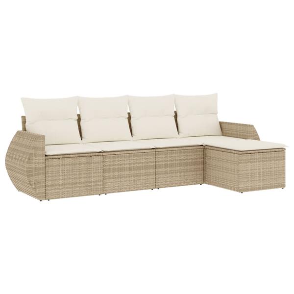 Grote foto vidaxl 5 delige loungeset met kussens poly rattan beige tuin en terras tuinmeubelen