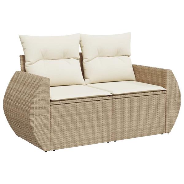 Grote foto vidaxl 4 delige loungeset met kussens poly rattan beige tuin en terras tuinmeubelen