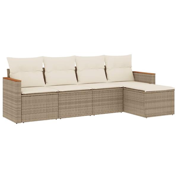 Grote foto vidaxl 5 delige loungeset met kussens poly rattan beige tuin en terras tuinmeubelen