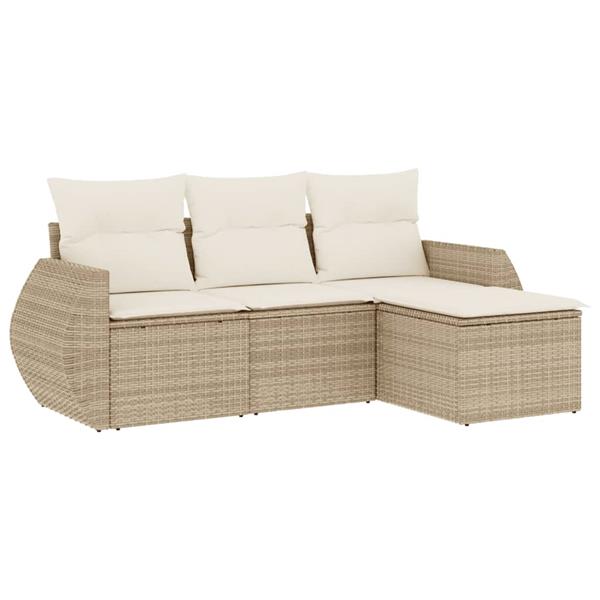 Grote foto vidaxl 4 delige loungeset met kussens poly rattan beige tuin en terras tuinmeubelen