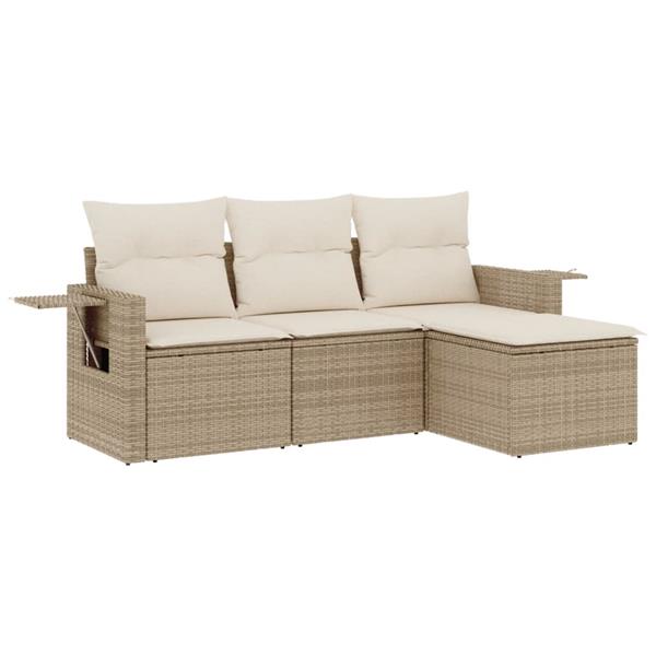 Grote foto vidaxl 4 delige loungeset met kussens poly rattan beige tuin en terras tuinmeubelen