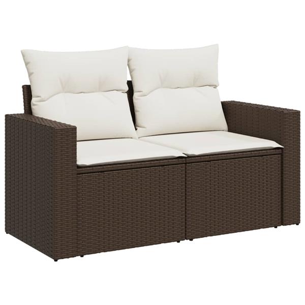 Grote foto vidaxl 4 delige loungeset met kussens poly rattan bruin tuin en terras tuinmeubelen