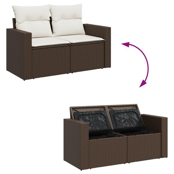 Grote foto vidaxl 4 delige loungeset met kussens poly rattan bruin tuin en terras tuinmeubelen